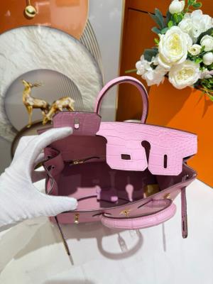 wholesale quality hermes birkin 25 rose scheherazade matte alligator and togo touch